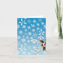 クリスマスカードのかわいいトナカイそして雪片 シーズンカード