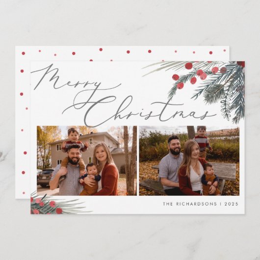 クリスマスカードのクリスマスリーフ シーズンカード (正面/裏面)