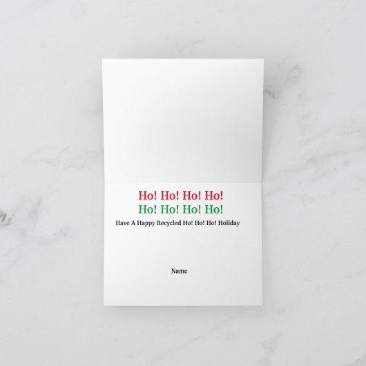 クリスマスカードのサンタとゴミの男性のリサイクル カード (内部)