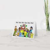 クリスマスカードのサンタとゴミの男性のリサイクル カード (正面)