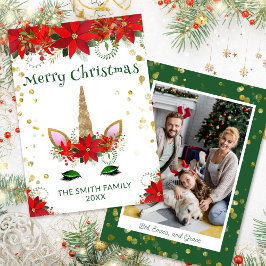 クリスマスカードのポインセチアユニコーンの写真 招待状