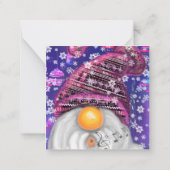 クリスマスカードのミュージカルノーム（紫の帽子をかぶった小人） ノートカード (裏面)