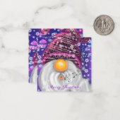 クリスマスカードのミュージカルノーム（紫の帽子をかぶった小人） ノートカード (正面/裏面インサイチュ)