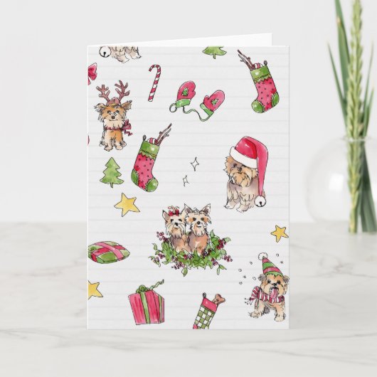 クリスマスカードのヨークシャーテリア シーズンカード (正面)