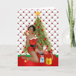 クリスマスカードの上のアフリカ系アメリカ人Pin シーズンカード