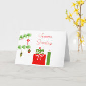 クリスマスカードの下のクリスマスギフト カード (黄色い花)