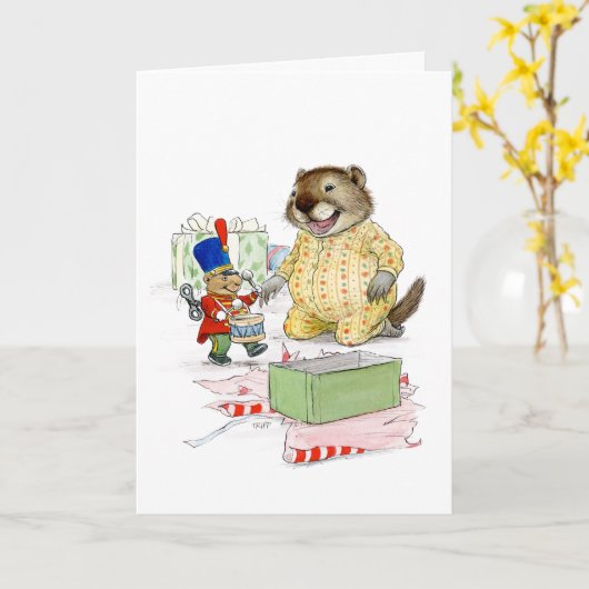 クリスマスカードの兵隊のおもちゃ カード (黄色い花)