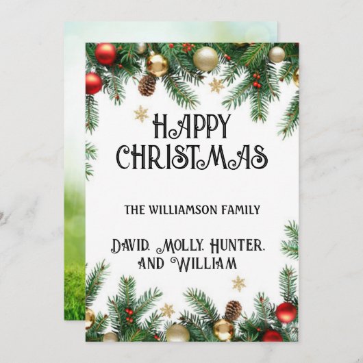 クリスマスカードの台本　楽しいクリスマスを！ シーズンカード (正面/裏面)