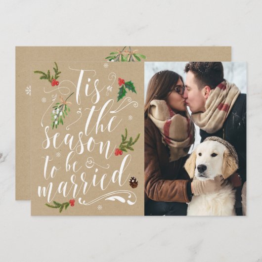 クリスマスカードの招待を結婚保存 セーブザデート (正面/裏面)