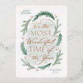 クリスマスカードの最も素晴らしい時間 箔招待状 (正面)