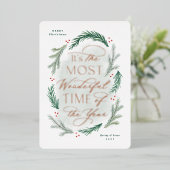 クリスマスカードの最も素晴らしい時間 箔招待状 (立ち正面)