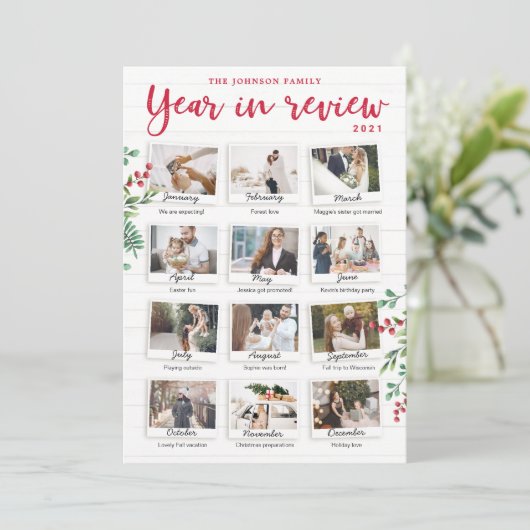 クリスマスカードの毎月の写真のレビュー年 招待状 (スタンド正面)