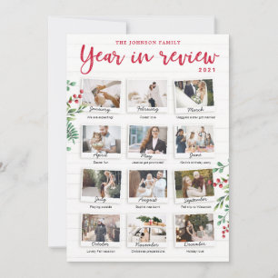 クリスマスカードの毎月の写真のレビュー年 招待状