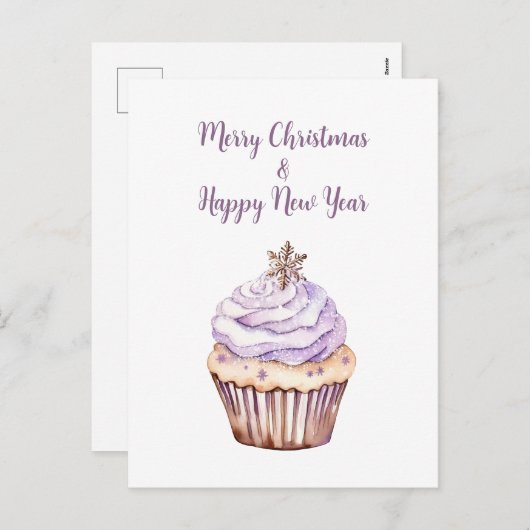 クリスマスカードはがき、クリスマスカップケーキ シーズンポストカード (正面/裏面)