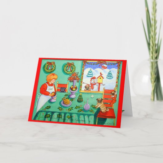 クリスマスカードをパグ シーズンカード (正面)