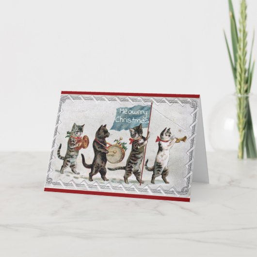 クリスマスカードをパレードする猫 シーズンカード (正面)
