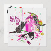 クリスマスカードを欲しがる猫たち (正面/裏面)