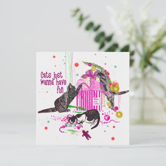 クリスマスカードを欲しがる猫たち (スタンド正面)