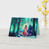 クリスマスカードウォーターカラーアルフォンスミュシャスタイル カード (黄色い花)