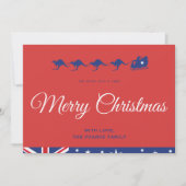 クリスマスカードオーストラリア国旗カンガルーそり シーズンカード (正面)