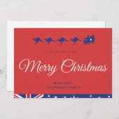 クリスマスカードオーストラリア国旗カンガルーそり シーズンカード (正面/裏面)