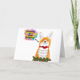 クリスマスカードキツネが白いクリスマスを夢見る シーズンカード