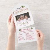 クリスマスカードクラシックレシピ写真クリスマス オールインワン招待状 (貼ってはがせる)