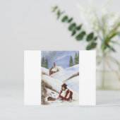 クリスマスカードコテージとウサギ シーズンポストカード (スタンド正面)