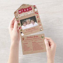 クリスマスカードコラージュレシピ写真クリスマス オールインワン招待状