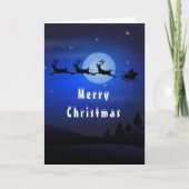 クリスマスカードサンタトナカイ満月 カード (正面)