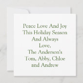 クリスマスカードサンタハッツオーナメント雪片 カード (裏面)