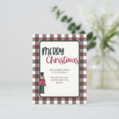 クリスマスカードナツクラッカーオンレッド&グリーンプレイド シーズンカード (スタンド正面)