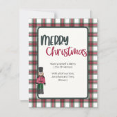 クリスマスカードナツクラッカーオンレッド&グリーンプレイド シーズンカード (正面)