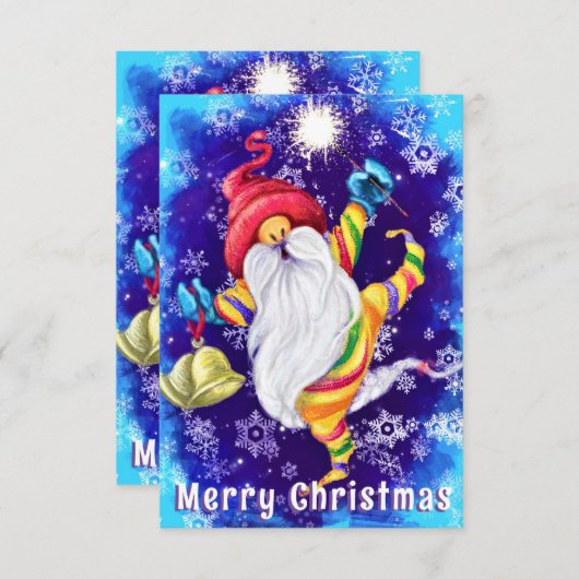 クリスマスカードハッピーイベント格言とベル (正面/裏面)