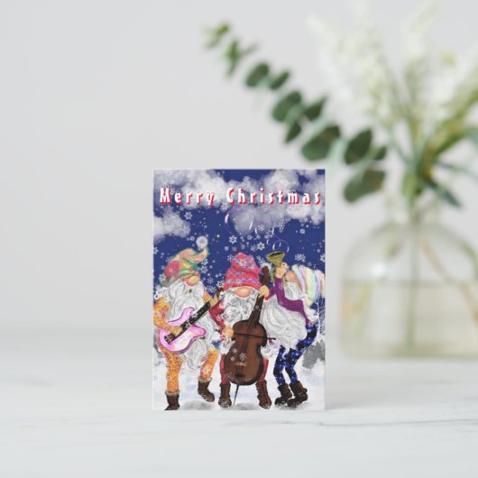 クリスマスカードハッピー格言ミュージックバンド ノートカード (スタンド正面)