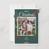 クリスマスカードファミリーフォトグリーンホリデー サンキューカード (正面)
