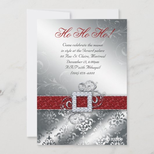 クリスマスカードフォトサンタベルトグリッタースーツ 招待状 (正面)