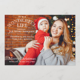 クリスマスカードベビー発表写真 招待状