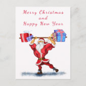 クリスマスカードボディビルダーサンタおもしろい ポストカード (正面)