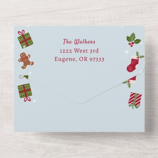 クリスマスカードレシピコラージュ写真クリスマス オールインワン招待状 (裏面)