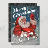 クリスマスカードヴィンテージサンタクローススノーv02 招待状 (正面/裏面)