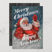 クリスマスカードヴィンテージサンタクロースフェイクフォイル 招待状 (正面/裏面)