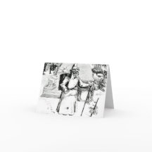 クリスマスカードヴィンテージサンタ白黒