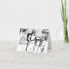 クリスマスカードヴィンテージサンタ白黒 シーズンカード