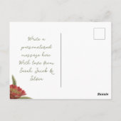 クリスマスカードヴィンテージ赤フローラ ポストカード (裏面)