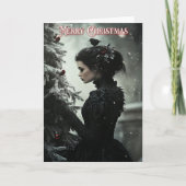 クリスマスカード付きゴシック様式の女性 ノートカード (正面)