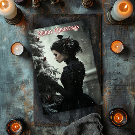 クリスマスカード付きゴシック様式の女性 ノートカード