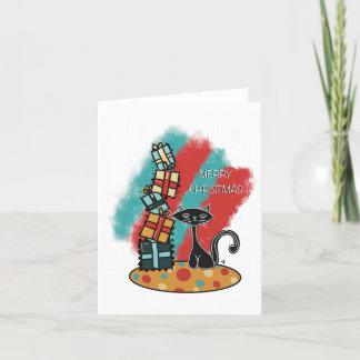 クリスマスカード付きプレゼント猫 シーズンカード