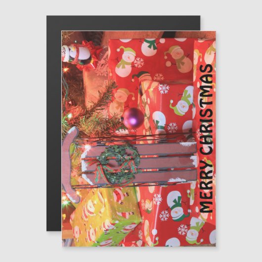 クリスマスカード付きリーススレッド (正面/裏面)