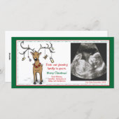 クリスマスカード妊娠のお知らせ – トナカイ シーズンカード (正面/裏面)